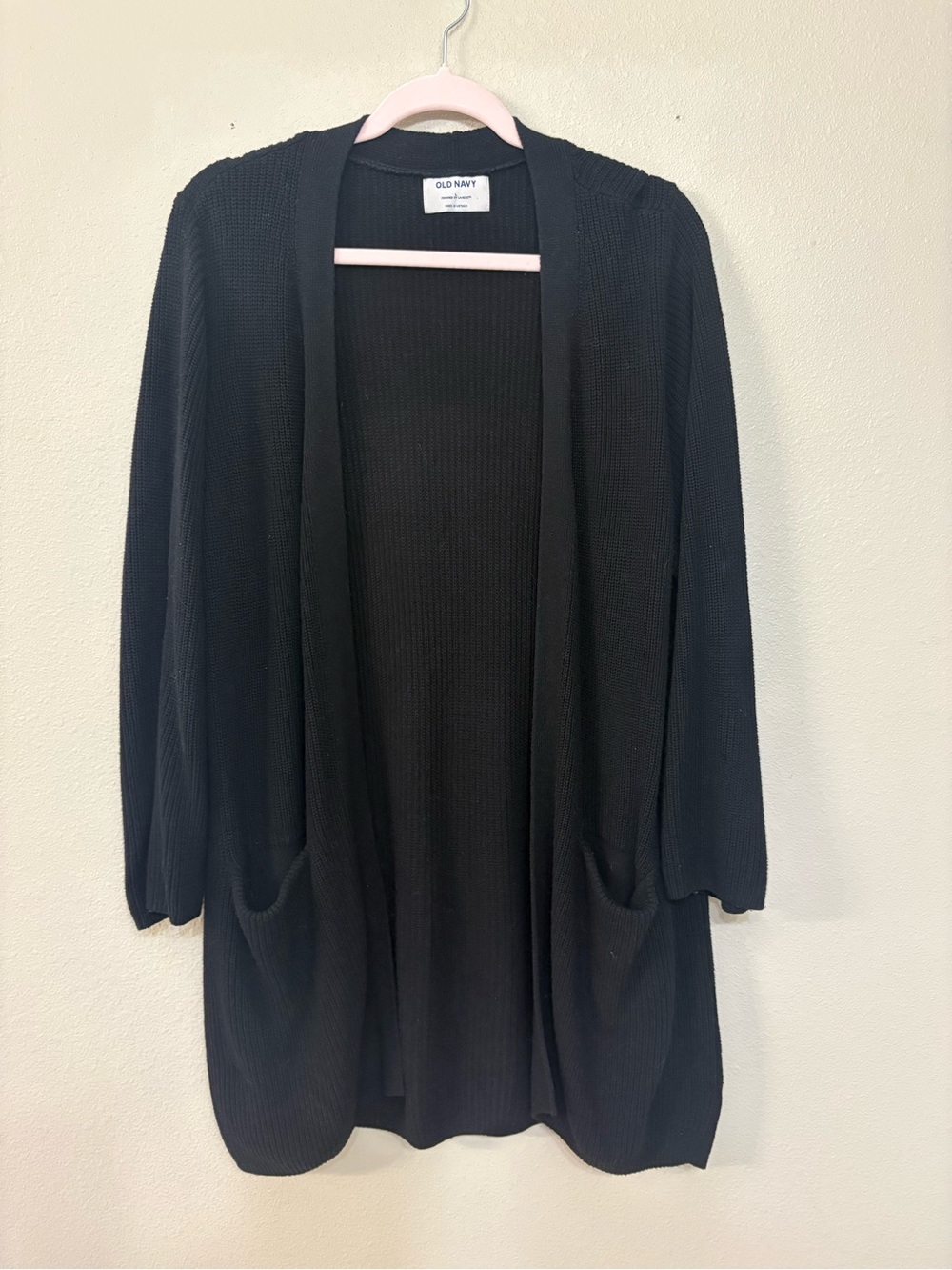Old Navy Black Open-Front Knit Cardigan with Pockets